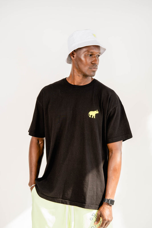 NBDY CARES TEE in BLK/VLT